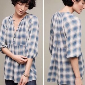 Anthropologie Maeve blue cavalon tunic top